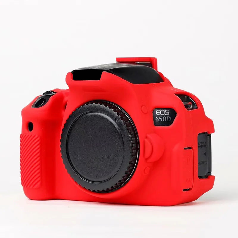 Uniqkart for Canon EOS 700D / 650D / 600D Soft Silicone Skin Case Protective Cover Anti-scratch Camera Bag - Red