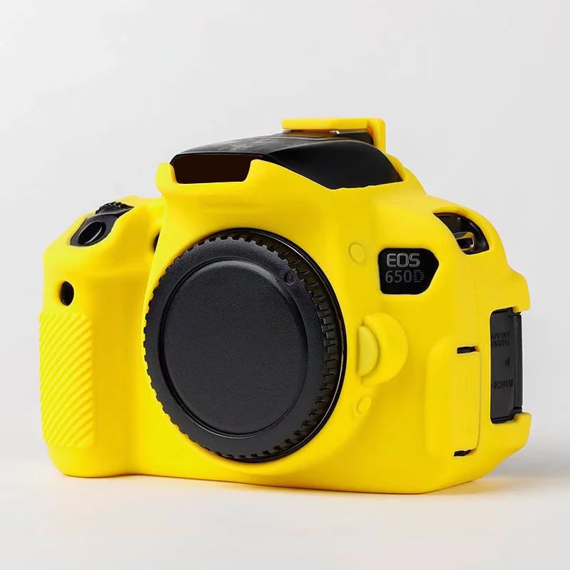 Uniqkart for Canon EOS 700D / 650D / 600D Soft Silicone Skin Case Protective Cover Anti-scratch Camera Bag - Yellow