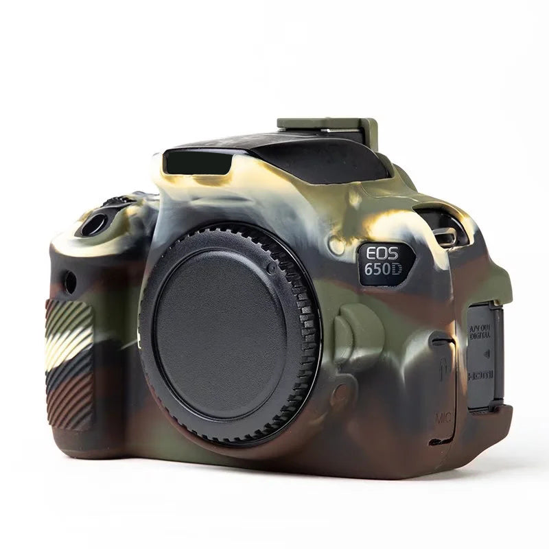 Uniqkart for Canon EOS 700D / 650D / 600D Soft Silicone Skin Case Protective Cover Anti-scratch Camera Bag - Camouflage