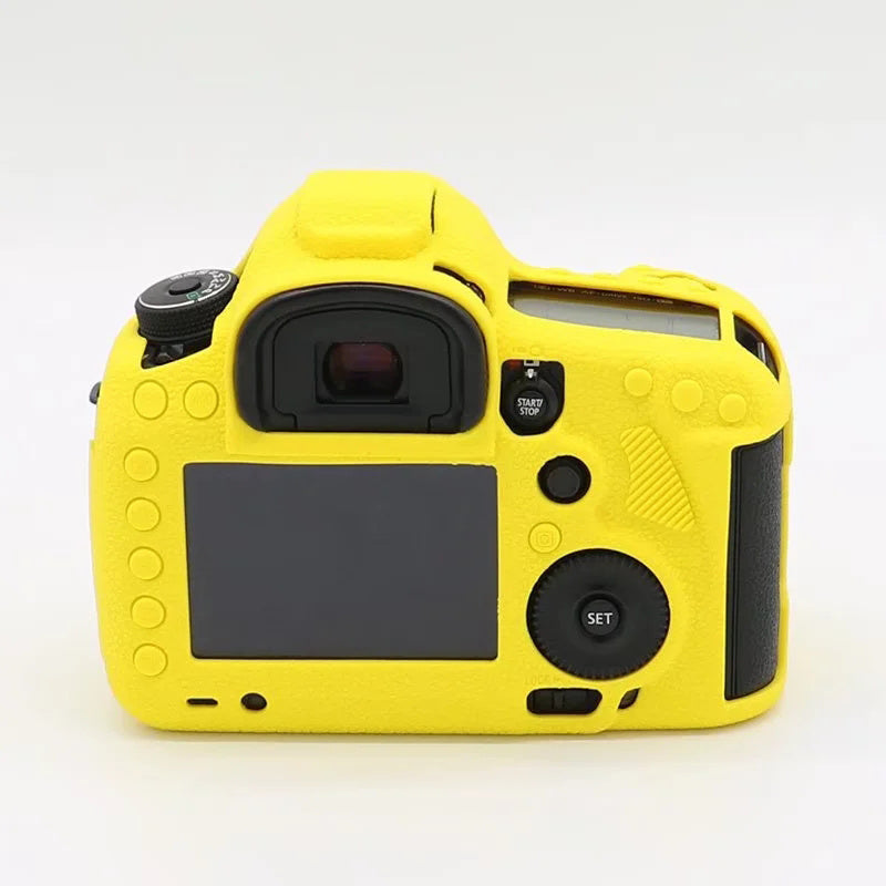 Uniqkart for Canon EOS 5D Mark III / 5D3 / 5DS / 5DS R Camera Soft Silicone Skin Case Drop-proof DSLR Protective Cover - Yellow