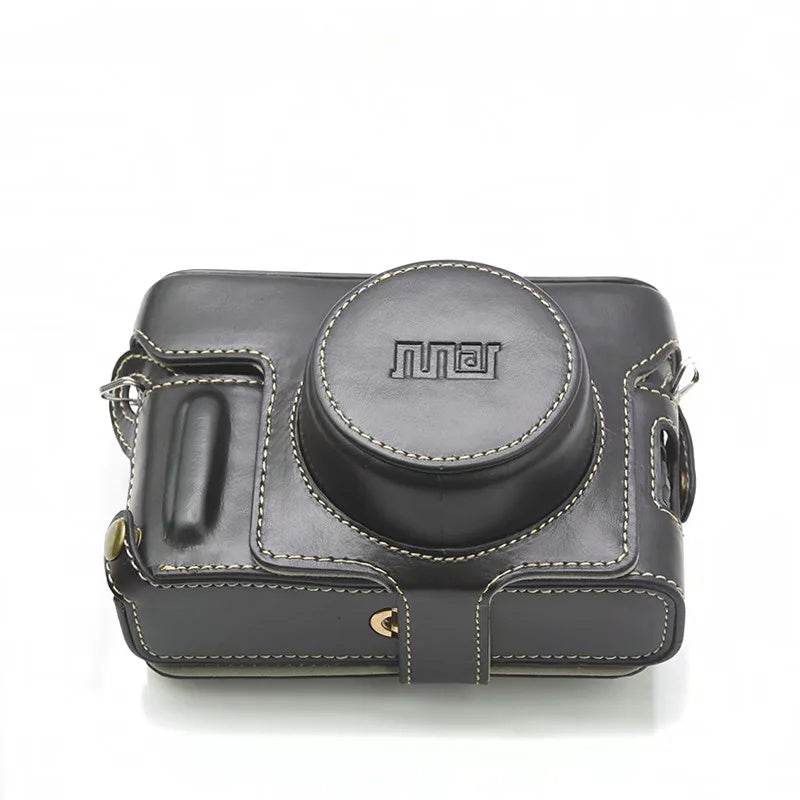 Uniqkart for FUJIFILM X100V / X100F Detachable Camera Case Bag, Battery Opening Design PU Leather + Flannel Lining Protective Cover with Shoulder Strap - Black