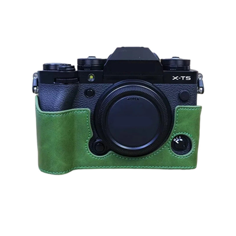 for Fujifilm X-T5 Anti-scratch PU Leather Camera Case Battery Opening Design Protective Cover with Screw - Green