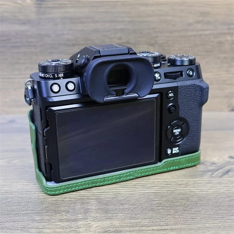 for Fujifilm X-T5 Anti-scratch PU Leather Camera Case Battery Opening Design Protective Cover with Screw - Green