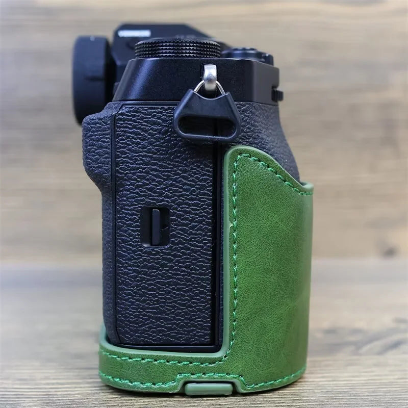 for Fujifilm X-T5 Anti-scratch PU Leather Camera Case Battery Opening Design Protective Cover with Screw - Green