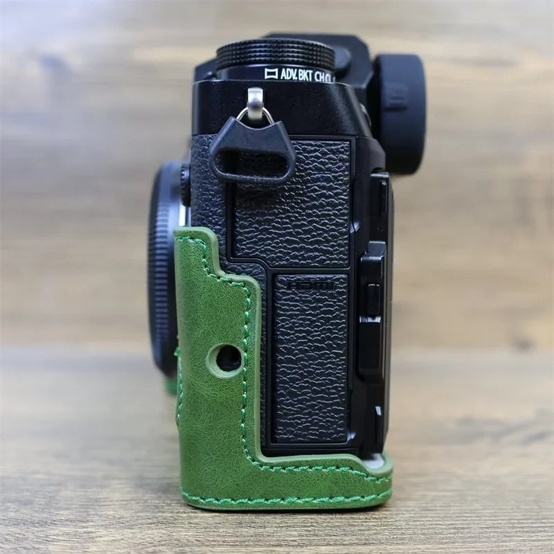 for Fujifilm X-T5 Anti-scratch PU Leather Camera Case Battery Opening Design Protective Cover with Screw - Green