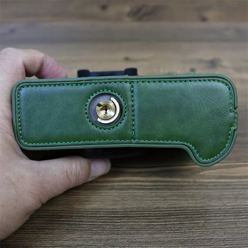 for Fujifilm X-T5 Anti-scratch PU Leather Camera Case Battery Opening Design Protective Cover with Screw - Green