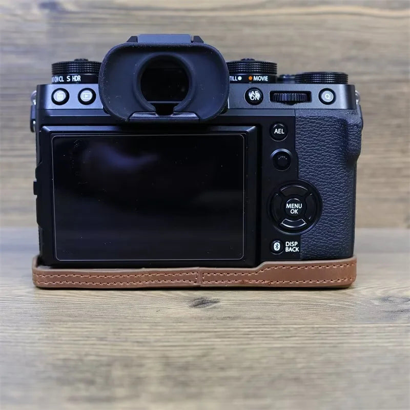 for Fujifilm X-T5 Anti-scratch PU Leather Camera Case Battery Opening Design Protective Cover with Screw - Coffee