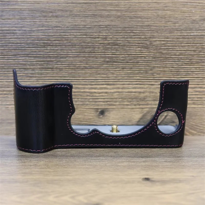 for Fujifilm X-T5 Anti-scratch PU Leather Camera Case Battery Opening Design Protective Cover with Screw - Black