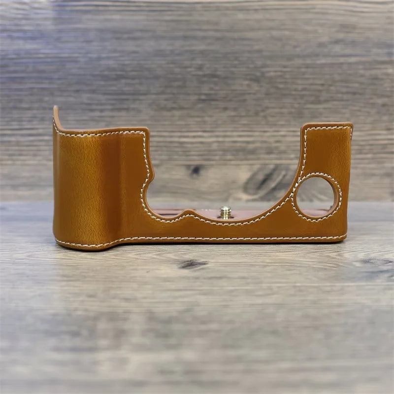 for Fujifilm X-T5 Anti-scratch PU Leather Camera Case Battery Opening Design Protective Cover with Screw - Brown