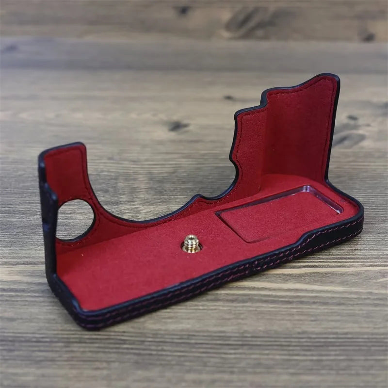 Uniqkart for Fujifilm X-T5 Genuine Leather Camera Case Battery Opening Design Protective Cover - Black