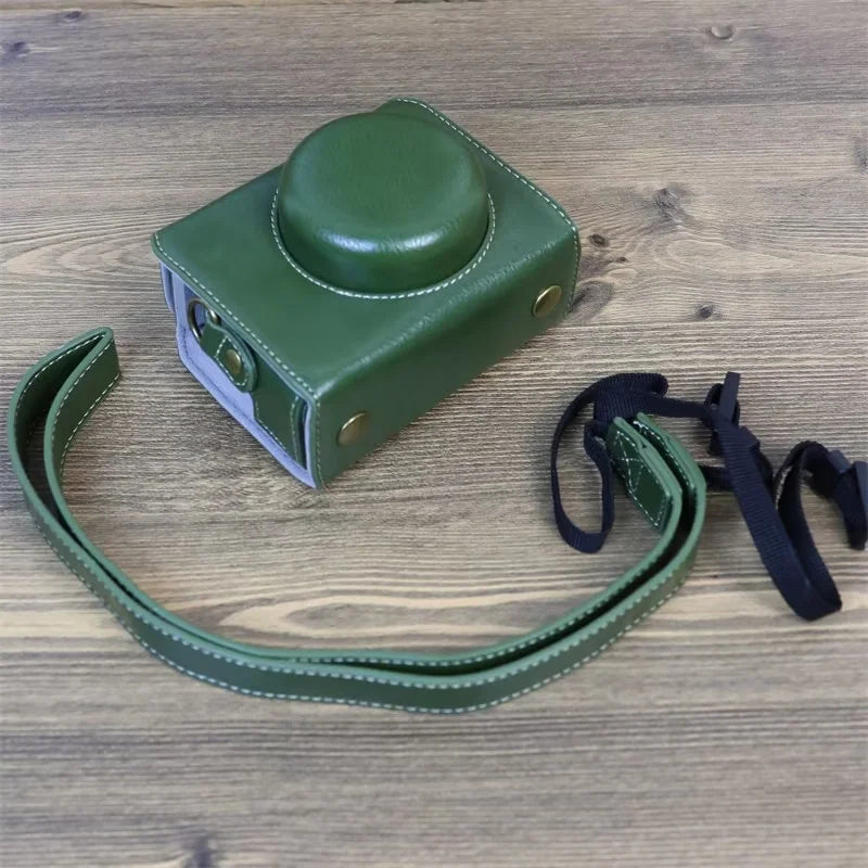 PU Leather Case for Sony ZV-1F Camera, Full Protection Camera Carrying Bag with Shoulder Strap - Green