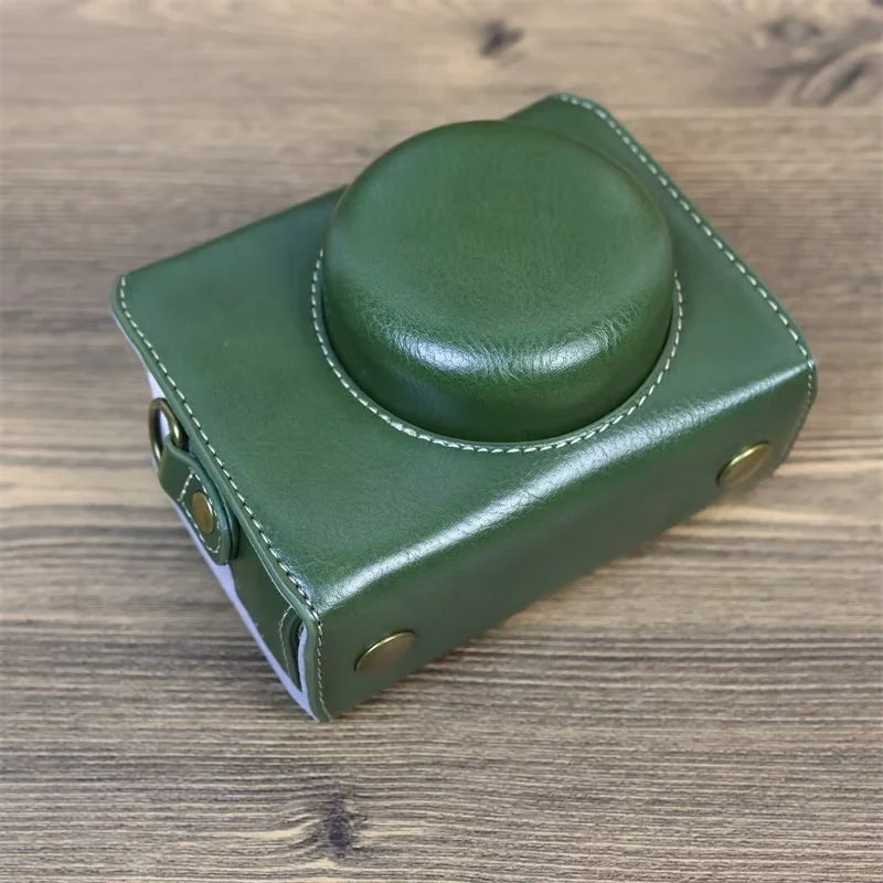 PU Leather Case for Sony ZV-1F Camera, Full Protection Camera Carrying Bag with Shoulder Strap - Green