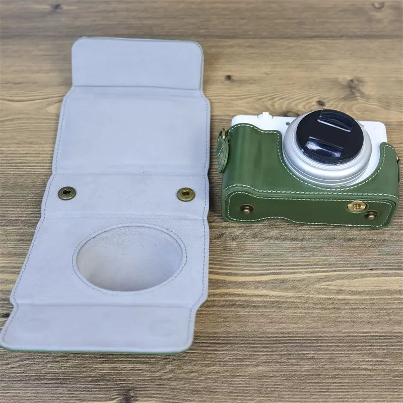 PU Leather Case for Sony ZV-1F Camera, Full Protection Camera Carrying Bag with Shoulder Strap - Green