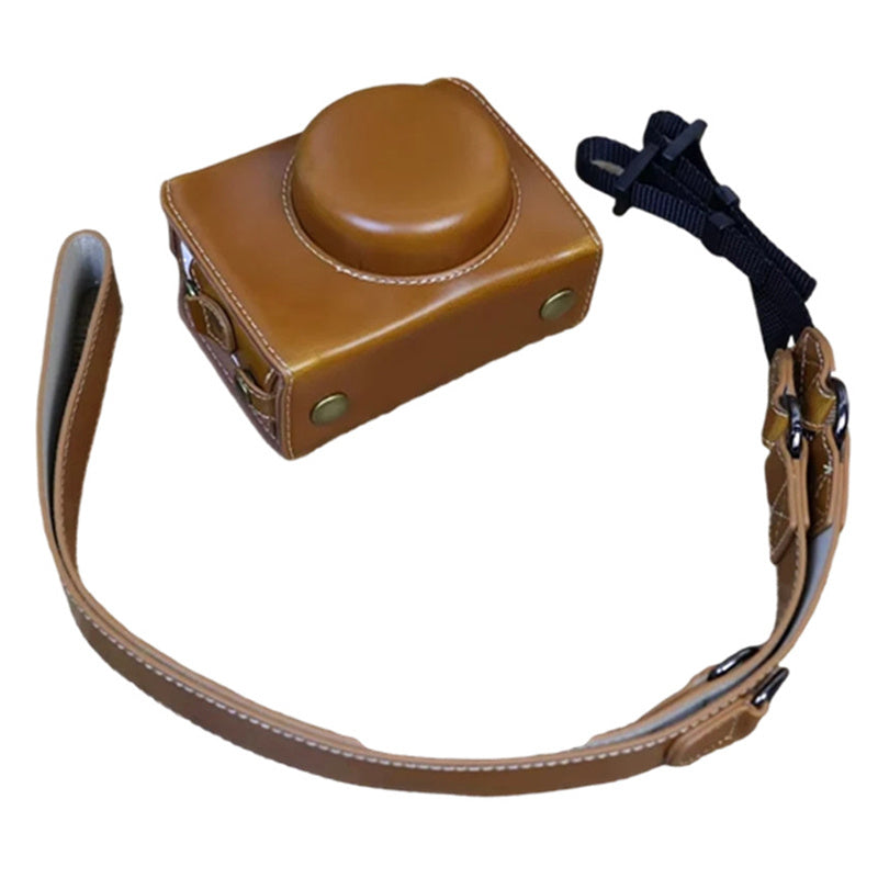 Protective Case for Sony ZV-1F, Battery Opening Design Detachable PU Leather Camera Bag with Shoulder Strap - Brown