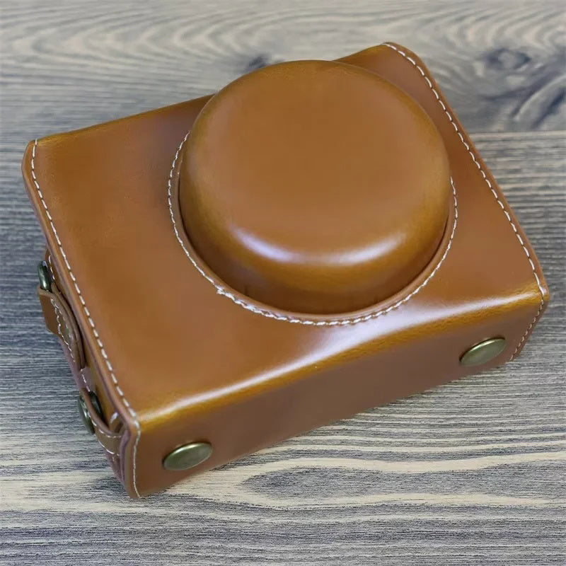 Protective Case for Sony ZV-1F, Battery Opening Design Detachable PU Leather Camera Bag with Shoulder Strap - Brown
