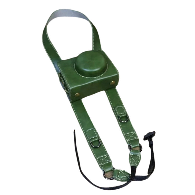 Protective Case for Sony ZV-1F, Battery Opening Design Detachable PU Leather Camera Bag with Shoulder Strap - Green