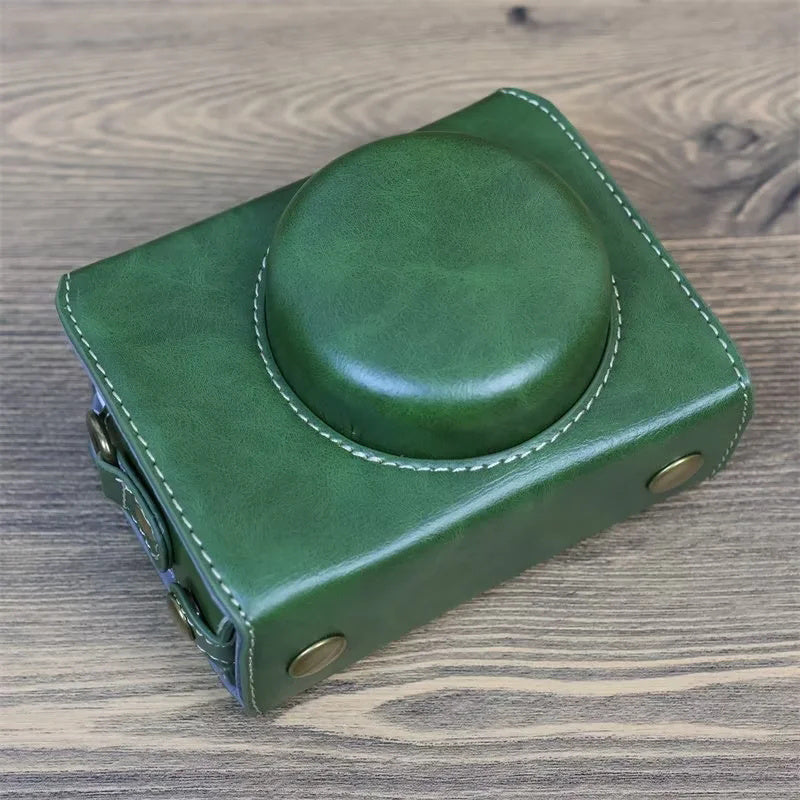 Protective Case for Sony ZV-1F, Battery Opening Design Detachable PU Leather Camera Bag with Shoulder Strap - Green