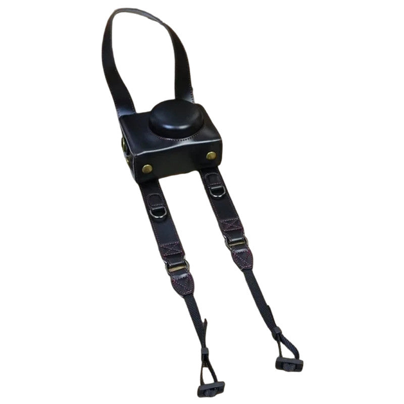 Protective Case for Sony ZV-1F, Battery Opening Design Detachable PU Leather Camera Bag with Shoulder Strap - Black