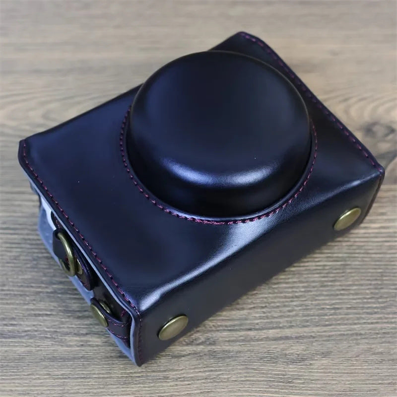 Protective Case for Sony ZV-1F, Battery Opening Design Detachable PU Leather Camera Bag with Shoulder Strap - Black