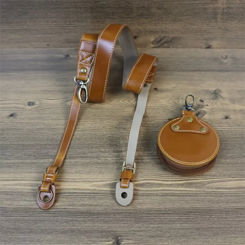 Uniqkart for Fuji X-T5 Battery Opening Design Detachable PU Leather Camera Bag Protective Case with Lens Pouch and Shoulder Strap - Brown