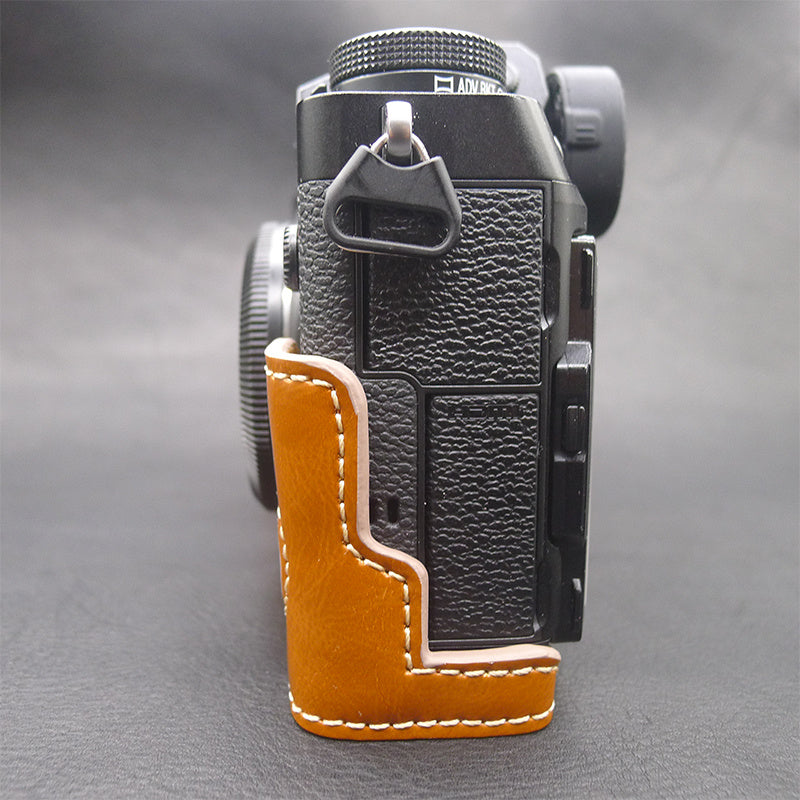 Uniqkart for Fujifilm X-T5 Camera PU Leather Case Battery Opening Design Protective Cover with Screw - Brown