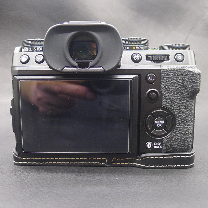 Uniqkart for Fujifilm X-T5 Camera PU Leather Case Battery Opening Design Protective Cover with Screw - Black