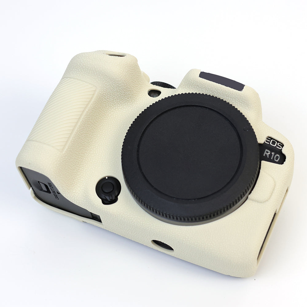 Uniqkart for Canon EOS R10 Silicone Case Digital Camera Anti-drop Protective Cover - Beige