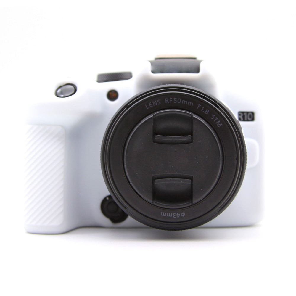 Flexible Silicone Case for Canon EOS R10 Camera Protector Anti-Scratch Anti-Drop Cover - White
