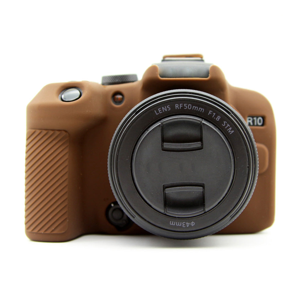 Flexible Silicone Case for Canon EOS R10 Camera Protector Anti-Scratch Anti-Drop Cover - Coffee