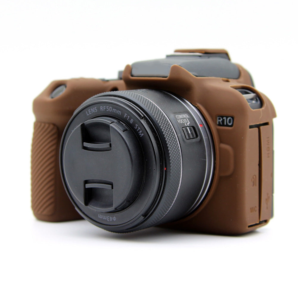 Flexible Silicone Case for Canon EOS R10 Camera Protector Anti-Scratch Anti-Drop Cover - Coffee