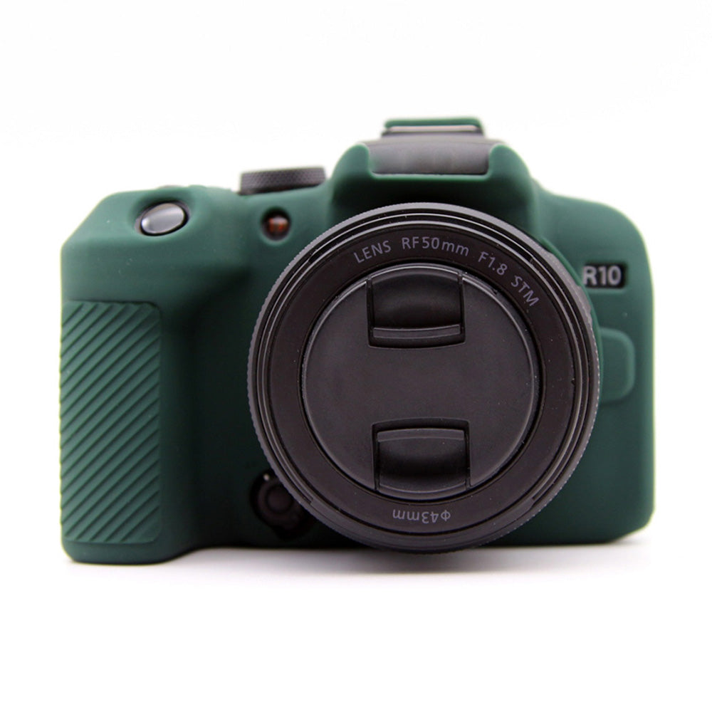 Flexible Silicone Case for Canon EOS R10 Camera Protector Anti-Scratch Anti-Drop Cover - Blackish Green