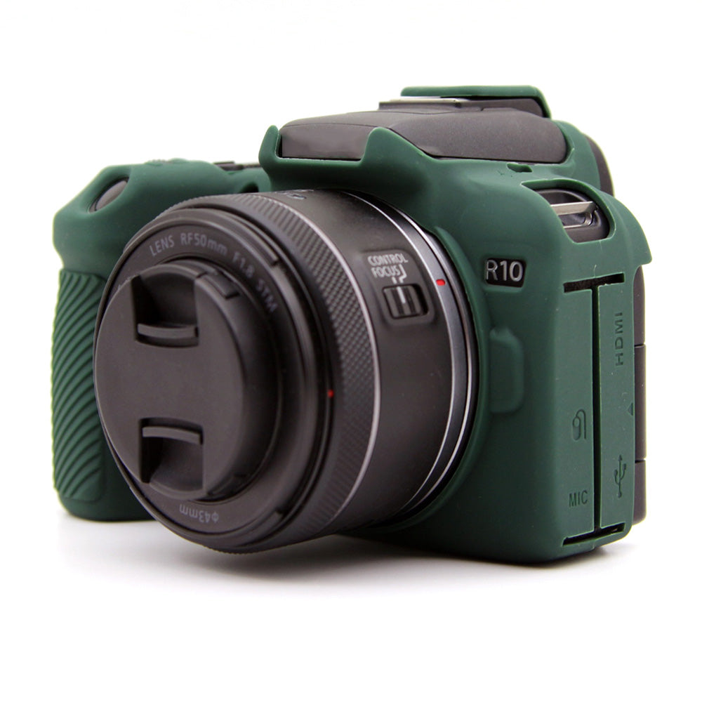Flexible Silicone Case for Canon EOS R10 Camera Protector Anti-Scratch Anti-Drop Cover - Blackish Green