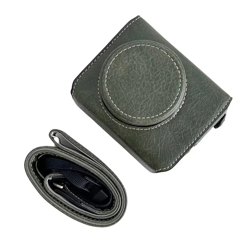 Uniqkart for Sony ZV-1F / ZV-1 Mark II Detachable PU Leather Camera Bag Battery Opening Design Drop-proof Cover with Shoulder Strap - Green