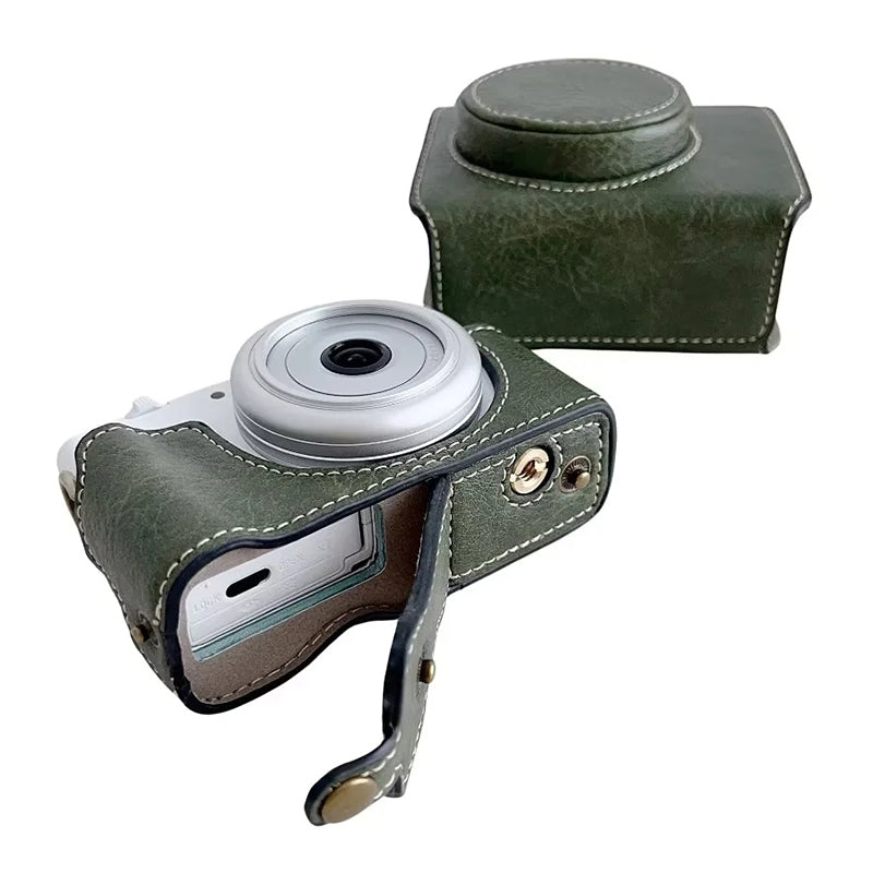 Uniqkart for Sony ZV-1F / ZV-1 Mark II Detachable PU Leather Camera Bag Battery Opening Design Drop-proof Cover with Shoulder Strap - Green