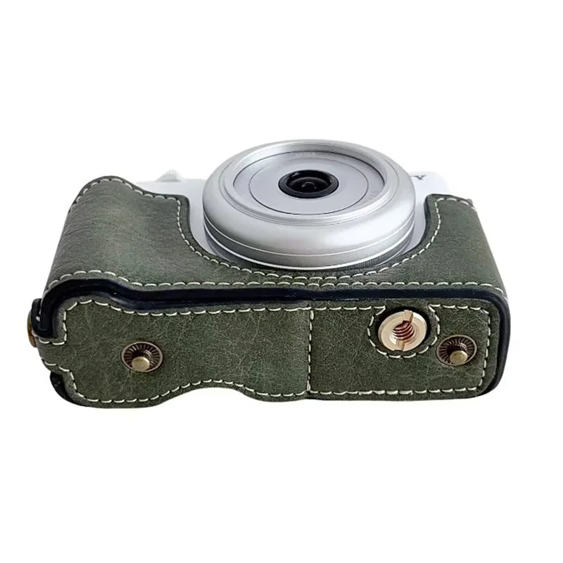 Uniqkart for Sony ZV-1F / ZV-1 Mark II Detachable PU Leather Camera Bag Battery Opening Design Drop-proof Cover with Shoulder Strap - Green