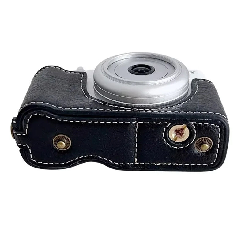 Uniqkart for Sony ZV-1F / ZV-1 Mark II Detachable PU Leather Camera Bag Battery Opening Design Drop-proof Cover with Shoulder Strap - Black