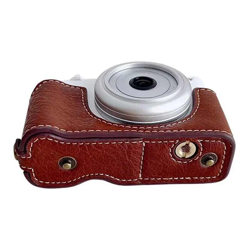 Uniqkart for Sony ZV-1F / ZV-1 Mark II Detachable PU Leather Camera Bag Battery Opening Design Drop-proof Cover with Shoulder Strap - Brown