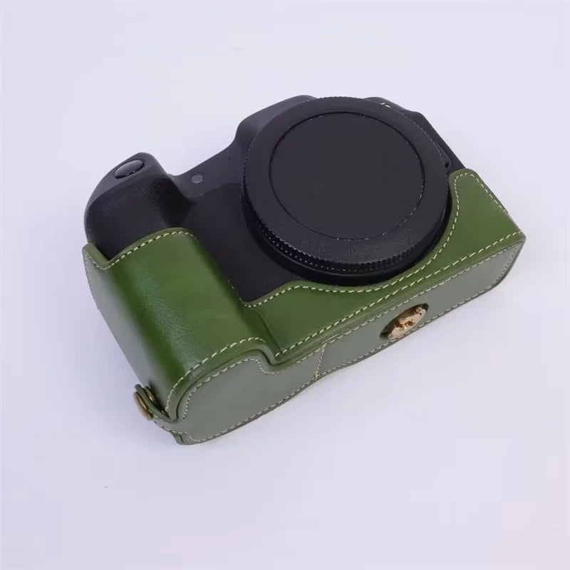 Uniqkart for Canon EOS R8 PU Leather Camera Bottom Case Half Body Protective Cover with Battery Opening - Green