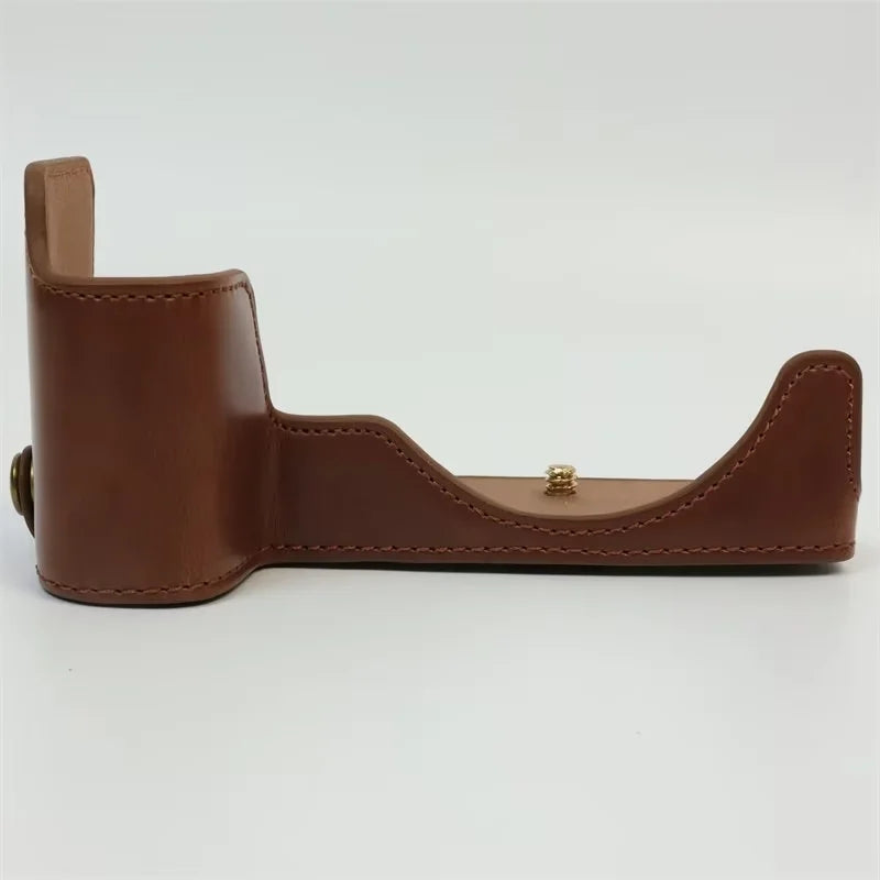 Uniqkart for Canon EOS R8 PU Leather Camera Bottom Case Half Body Protective Cover with Battery Opening - Coffee