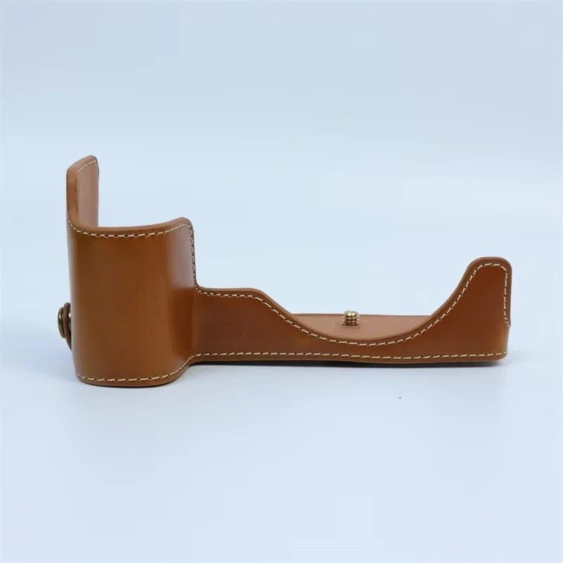 Uniqkart for Canon EOS R8 PU Leather Camera Bottom Case Half Body Protective Cover with Battery Opening - Brown