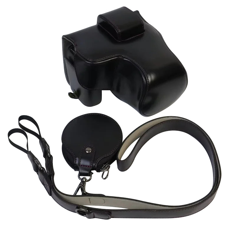 Uniqkart for Canon EOS R8 PU Leather Camera Bag Battery Opening Design Protective Cover - Black