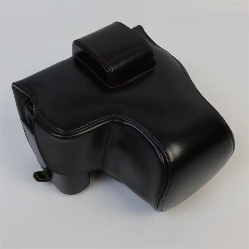 Uniqkart for Canon EOS R8 PU Leather Camera Bag Battery Opening Design Protective Cover - Black