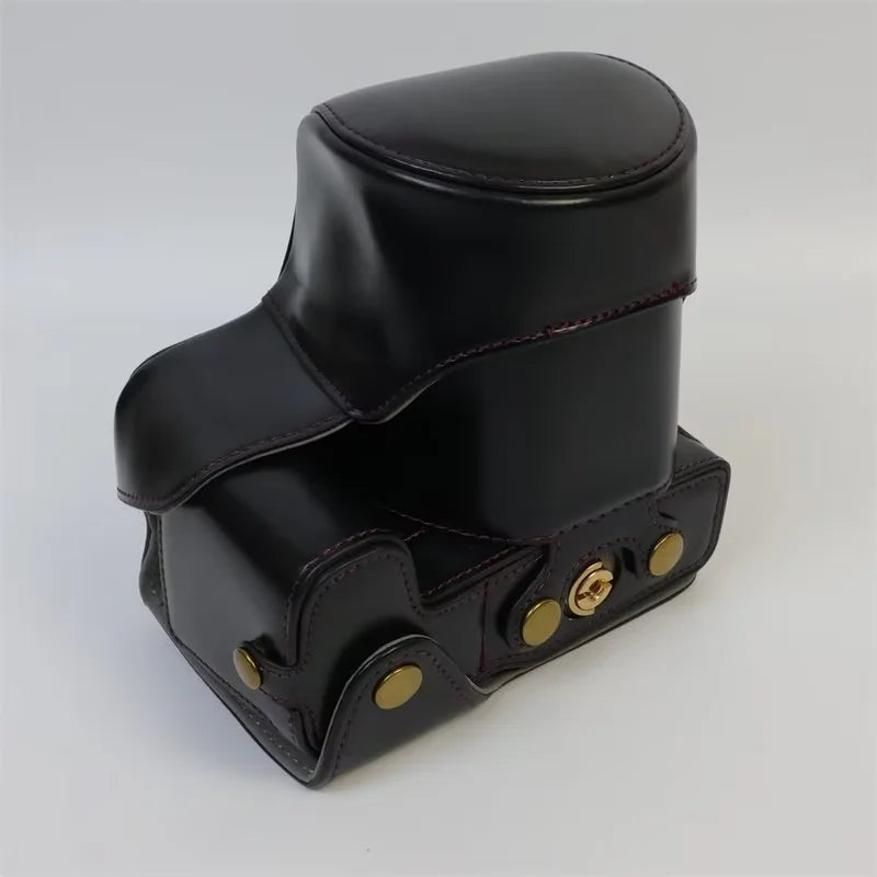 Uniqkart for Canon EOS R8 PU Leather Camera Bag Battery Opening Design Protective Cover - Black