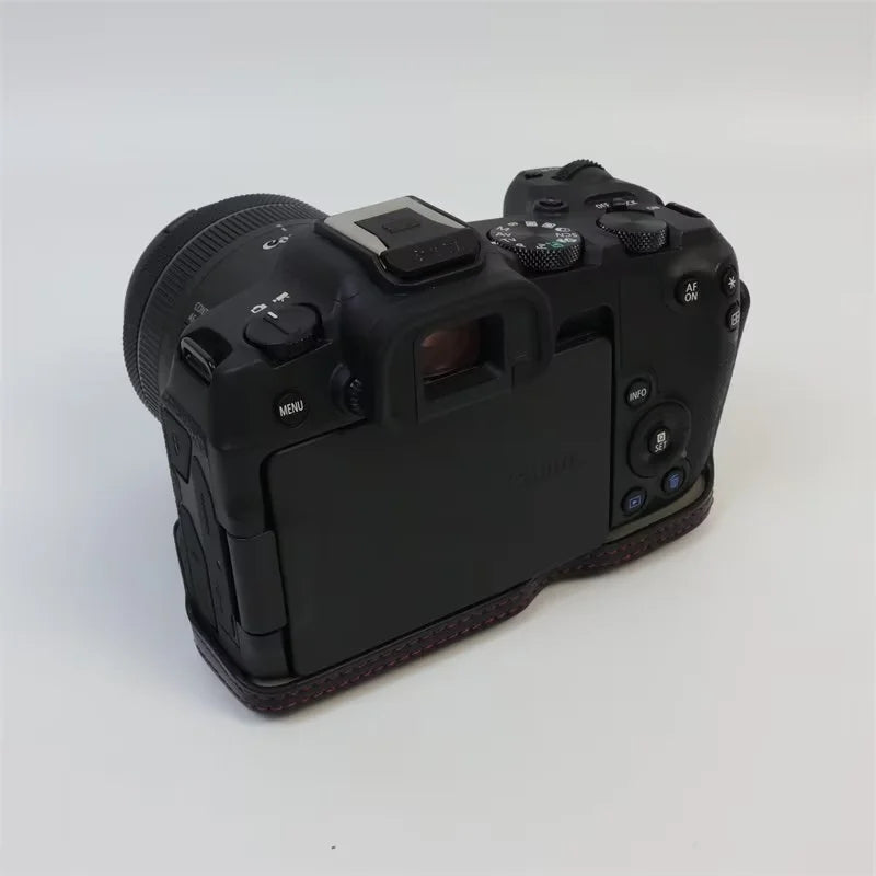 Uniqkart for Canon EOS R8 PU Leather Camera Bag Battery Opening Design Protective Cover - Black