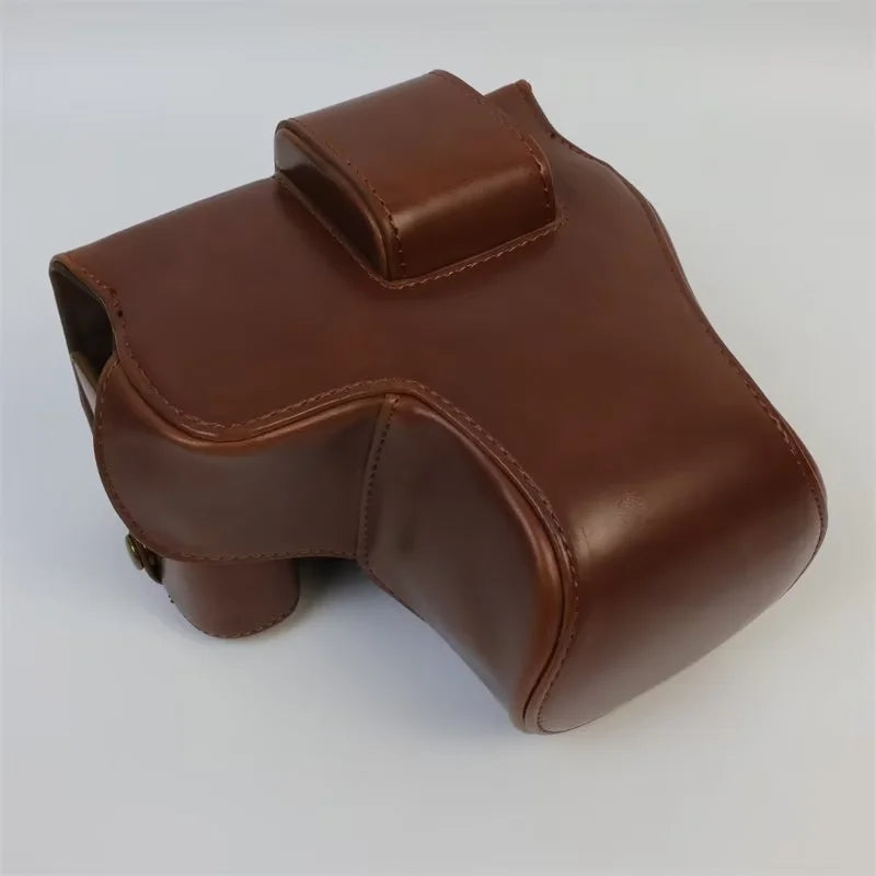 Uniqkart for Canon EOS R8 PU Leather Camera Bag Battery Opening Design Protective Cover - Coffee