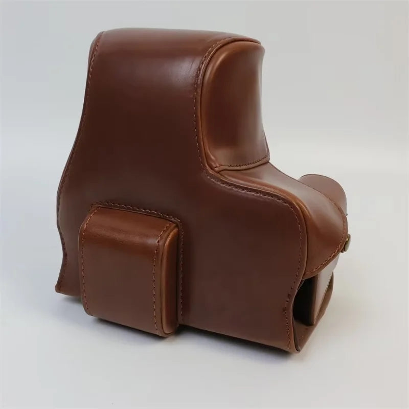 Uniqkart for Canon EOS R8 PU Leather Camera Bag Battery Opening Design Protective Cover - Coffee