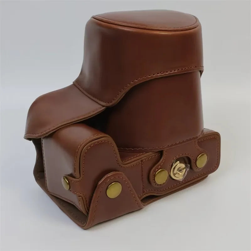 Uniqkart for Canon EOS R8 PU Leather Camera Bag Battery Opening Design Protective Cover - Coffee