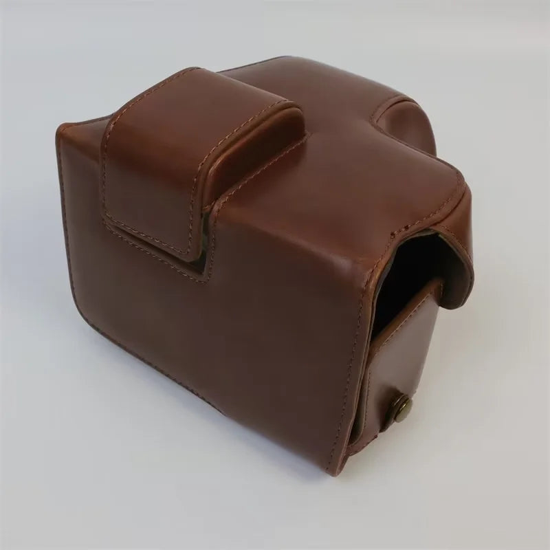 Uniqkart for Canon EOS R8 PU Leather Camera Bag Battery Opening Design Protective Cover - Coffee