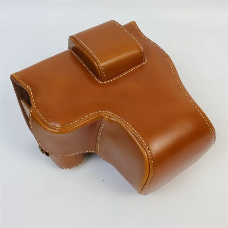 Uniqkart for Canon EOS R8 PU Leather Camera Bag Battery Opening Design Protective Cover - Brown