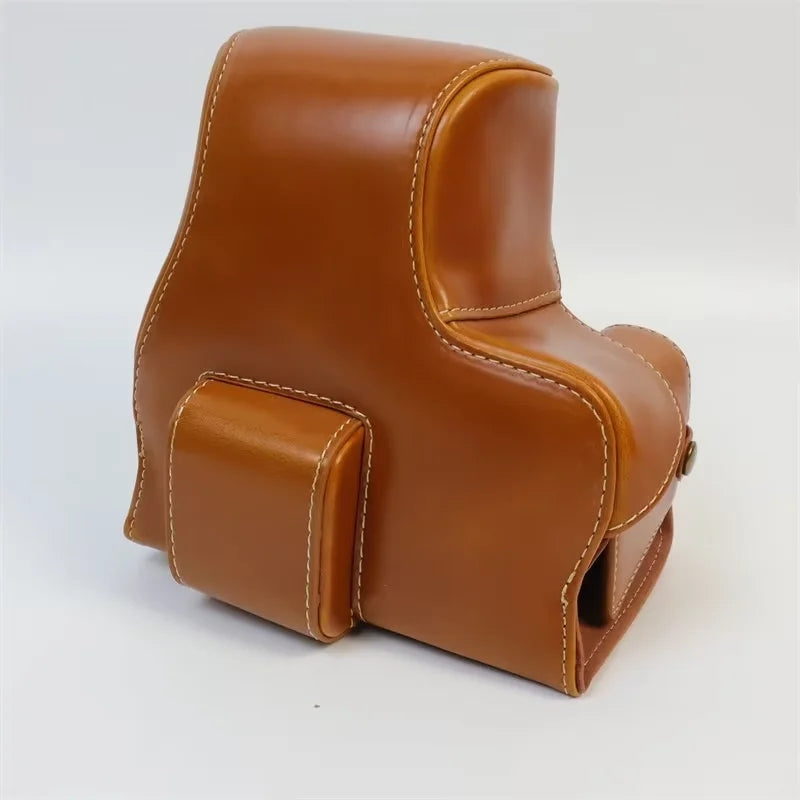 Uniqkart for Canon EOS R8 PU Leather Camera Bag Battery Opening Design Protective Cover - Brown